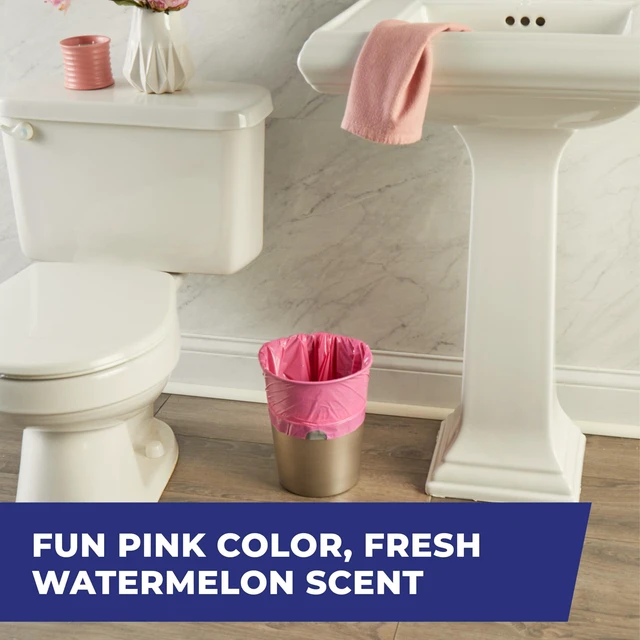 Alt view image 2 of 6 - Hefty 4 Gallon Small Trash Bags, Pink, Fabuloso Watermelon Scent, 20ct