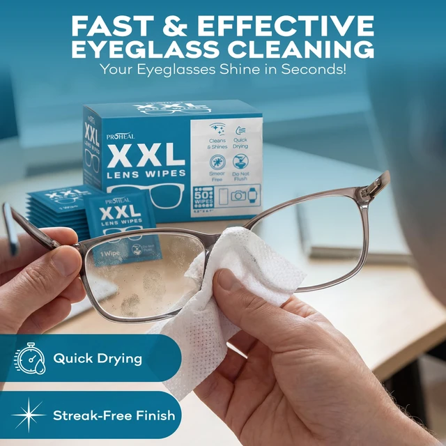 Alt view image 4 of 7 - XXL Lens Wipes, 50 Count - 9.8"x6.7" Eye Glasses Cleaner Wipes