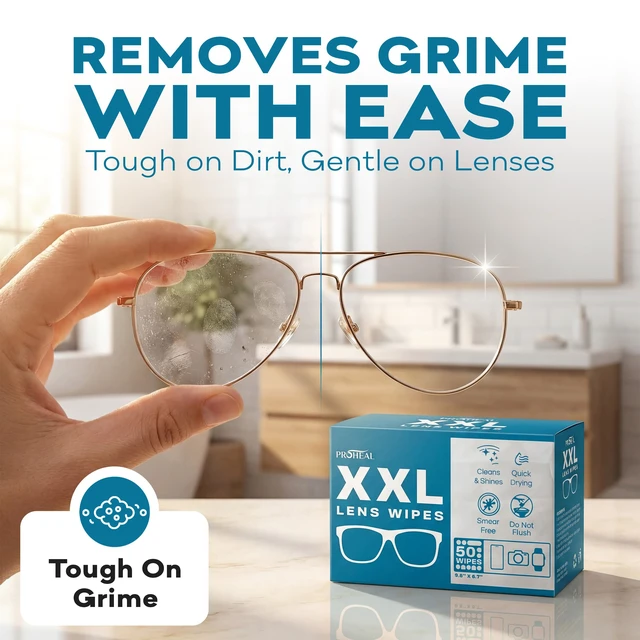 Alt view image 3 of 7 - XXL Lens Wipes, 50 Count - 9.8"x6.7" Eye Glasses Cleaner Wipes