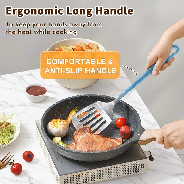 Alt view image 4 of 7 - 2 Pcs Stainless Steel Spatulas Set, Metal Spatula Solid & Slotted Turner, Heavy Duty Sturdy Spatula for Kitchen Use, High Heat Resistant Cooking Utensils for Fish Eggs Pancakes, Easy to Clean, Silver