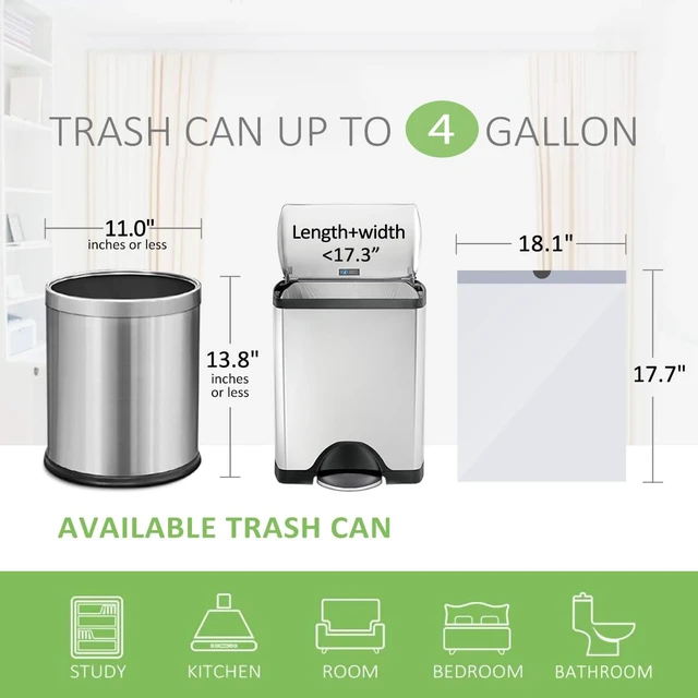 Alt view image 7 of 7 - Teivio 4 Gallon Small Drawstring Trash Bags, 72 Count White Garbage Bags, Small Plastic Bin Liners fit 3.3,3.5-4 Gal Waste Bin for Bathroom, Kitchen, Bedroom, Office, Pet Litter, Household Daily Use