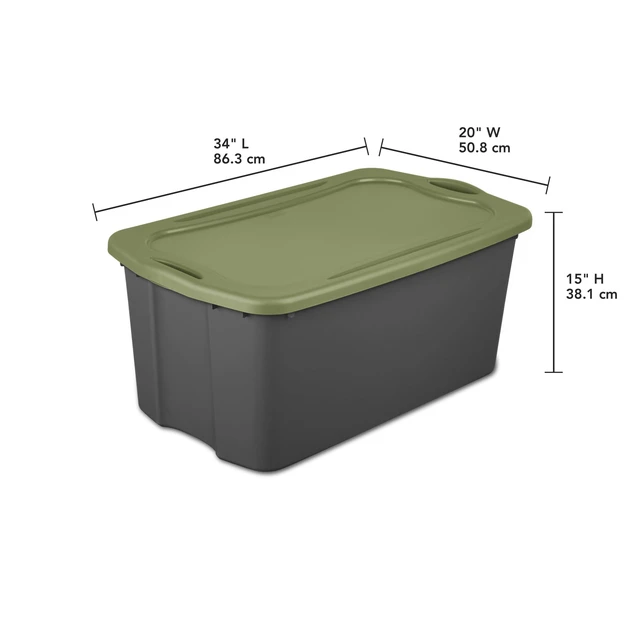 Alt view image 5 of 6 - Sterilite EZ Carry 30 Gallon Extra-Large Storage Bin, Plastic Storage Container with Full-Grip Handles, Gray
