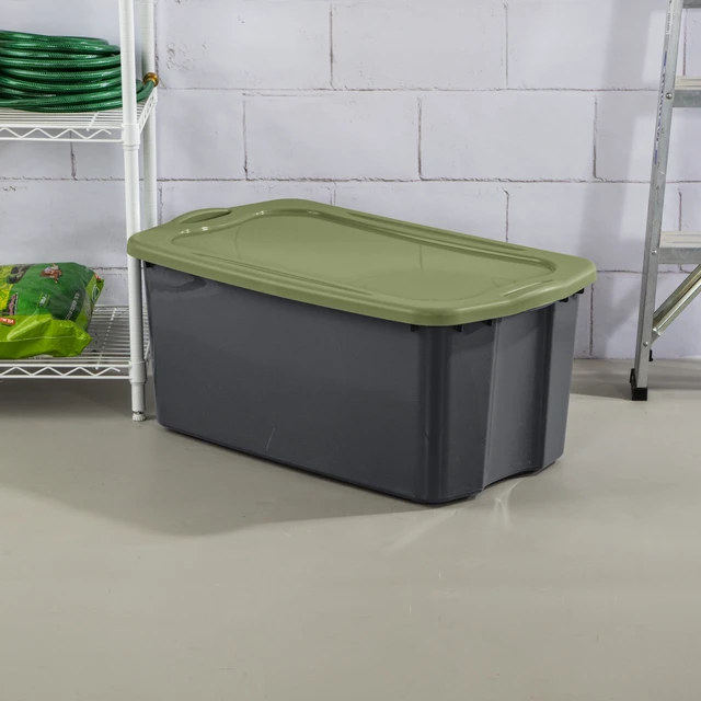 Alt view image 2 of 6 - Sterilite EZ Carry 30 Gallon Extra-Large Storage Bin, Plastic Storage Container with Full-Grip Handles, Gray