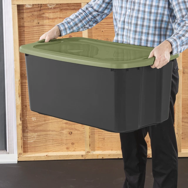 Alt view image 6 of 6 - Sterilite EZ Carry 30 Gallon Extra-Large Storage Bin, Plastic Storage Container with Full-Grip Handles, Gray