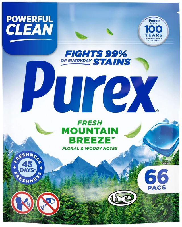 Main image of Purex Laundry Detergent Pacs, Fresh Mountain Breeze, 66 count