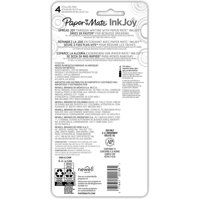 Alt view image 6 of 6 - Paper Mate InkJoy Gel Pens, Candy Pop Colors, Medium (0.7mm) Point, Retractable, 4 Count