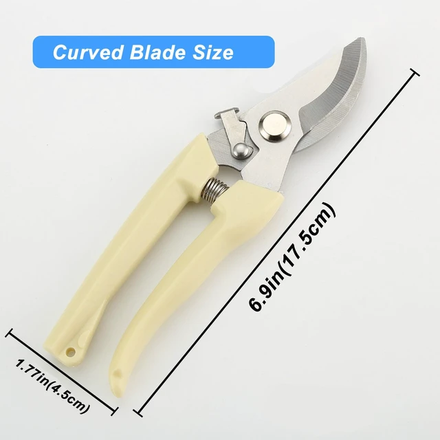 Alt view image 6 of 7 - Pruning Shears,Ahoooot 2Pcs Pruning Shears for Gardening,Professional Garden Shears for Flowers, Bonsai and Fruits Picking (1pc Straight & 1pc Curved)