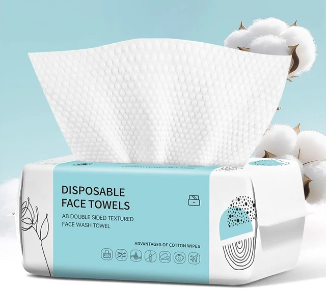 Main image of Face Towels, Disposable Face Towel 100 Count, Makeup Remover Dry Wipes, Soft Cotton Dry Wipes Facial Cloths Towelettes for Washing and Drying, Facial Tissue for Cleansing, Skincare