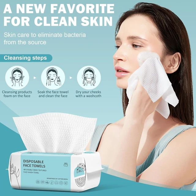 Alt view image 5 of 7 - Face Towels, Disposable Face Towel 100 Count, Makeup Remover Dry Wipes, Soft Cotton Dry Wipes Facial Cloths Towelettes for Washing and Drying, Facial Tissue for Cleansing, Skincare