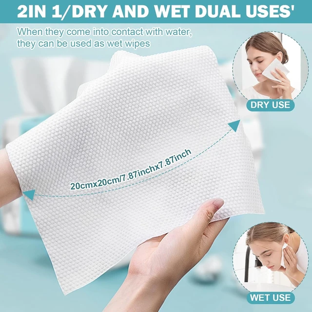 Alt view image 6 of 7 - Face Towels, Disposable Face Towel 100 Count, Makeup Remover Dry Wipes, Soft Cotton Dry Wipes Facial Cloths Towelettes for Washing and Drying, Facial Tissue for Cleansing, Skincare