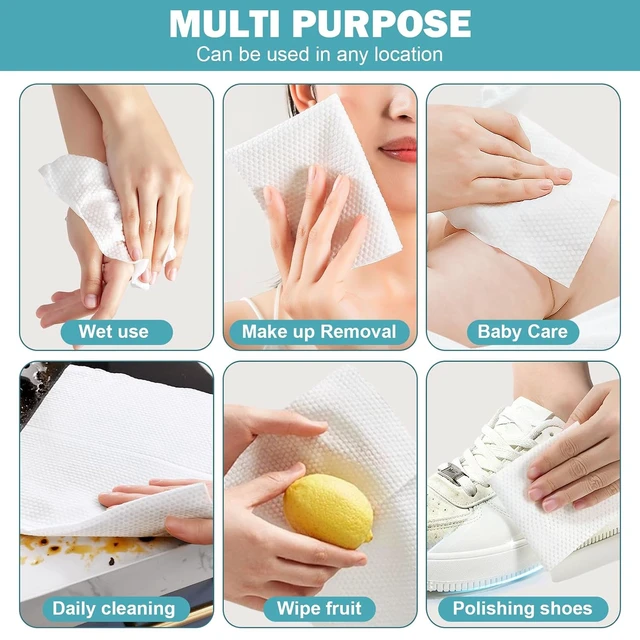 Alt view image 7 of 7 - Face Towels, Disposable Face Towel 100 Count, Makeup Remover Dry Wipes, Soft Cotton Dry Wipes Facial Cloths Towelettes for Washing and Drying, Facial Tissue for Cleansing, Skincare