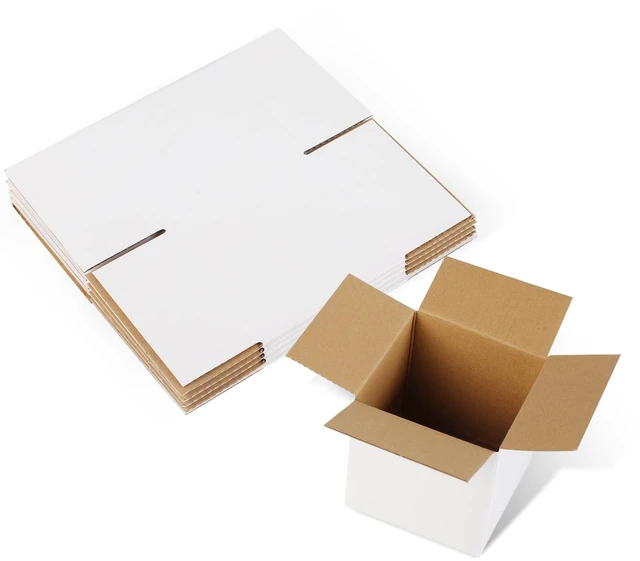 Main image of Shipping Boxes,3.5x3.5x3.5 inches 6 PCS Small Shipping Boxes,White Corrugated Cardboard Boxes for Packing, Mailing, Moving,Gifts & Storage,Heavy-Duty(White )