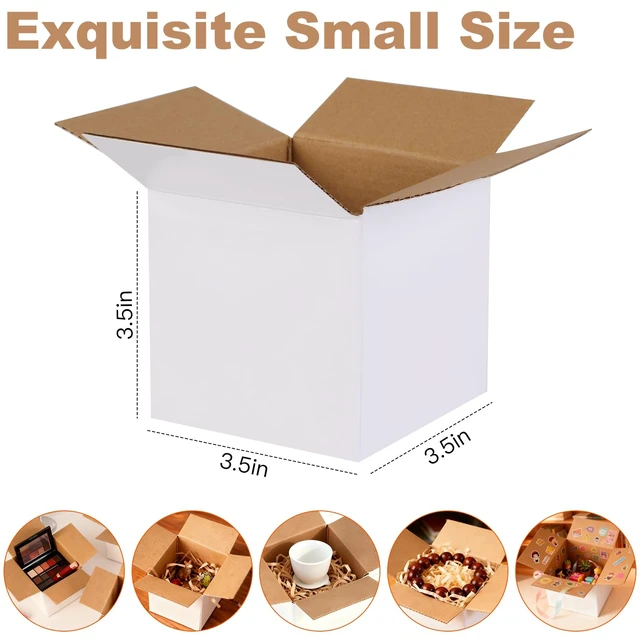 Alt view image 3 of 7 - Shipping Boxes,3.5x3.5x3.5 inches 6 PCS Small Shipping Boxes,White Corrugated Cardboard Boxes for Packing, Mailing, Moving,Gifts & Storage,Heavy-Duty(White )