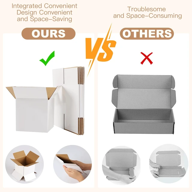 Alt view image 7 of 7 - Shipping Boxes,3.5x3.5x3.5 inches 6 PCS Small Shipping Boxes,White Corrugated Cardboard Boxes for Packing, Mailing, Moving,Gifts & Storage,Heavy-Duty(White )
