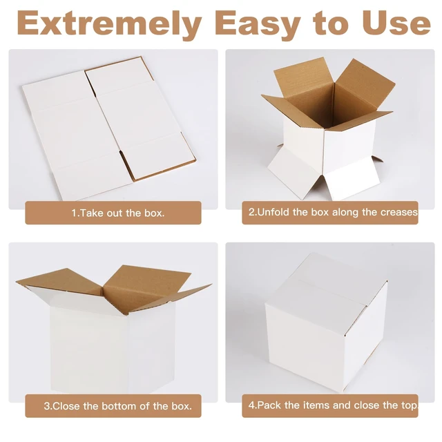 Alt view image 2 of 7 - Shipping Boxes,3.5x3.5x3.5 inches 6 PCS Small Shipping Boxes,White Corrugated Cardboard Boxes for Packing, Mailing, Moving,Gifts & Storage,Heavy-Duty(White )