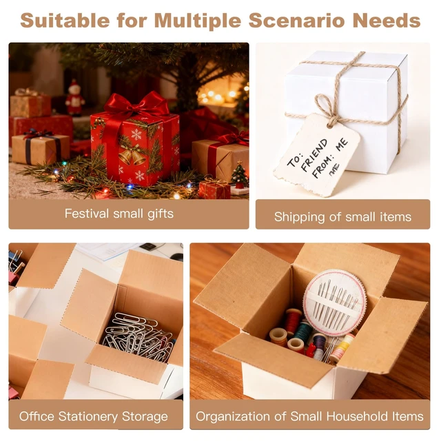 Alt view image 5 of 7 - Shipping Boxes,3.5x3.5x3.5 inches 6 PCS Small Shipping Boxes,White Corrugated Cardboard Boxes for Packing, Mailing, Moving,Gifts & Storage,Heavy-Duty(White )