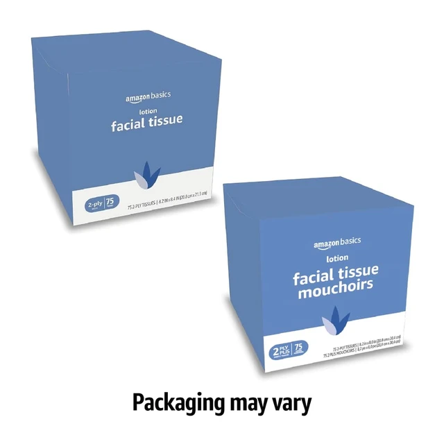 Alt view image 5 of 7 - Amazon Basics Facial Tissues with Lotion, 2-Ply, 300 Count (4 Boxes, 75 Tissues per Box), Packaging May Vary