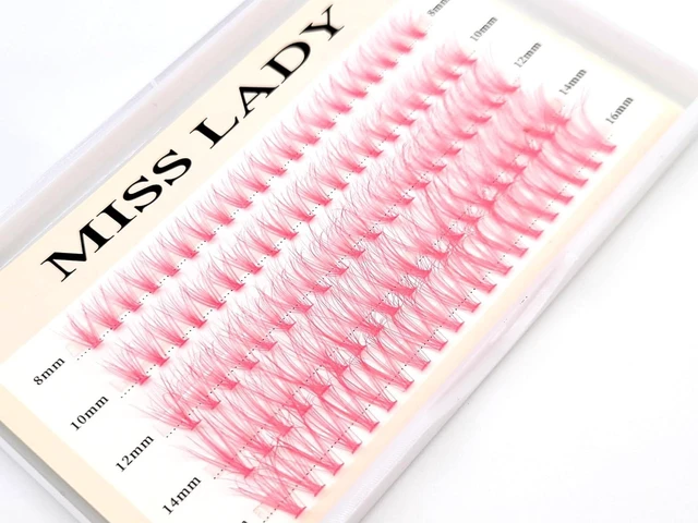 Main image of Faux Mink Lash Clusters, Pink, 20D, Curl C, 8-16mm, 100 PCS, 3D Volume
