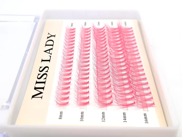 Alt view image 6 of 6 - Faux Mink Lash Clusters, Pink, 20D, Curl C, 8-16mm, 100 PCS, 3D Volume