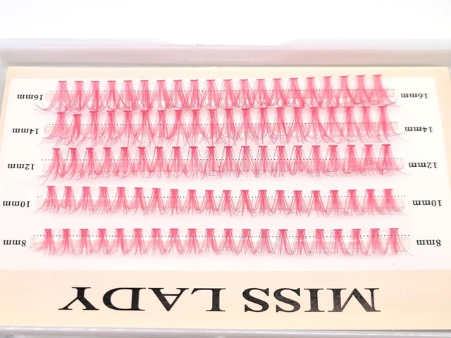 Alt view image 2 of 6 - Faux Mink Lash Clusters, Pink, 20D, Curl C, 8-16mm, 100 PCS, 3D Volume