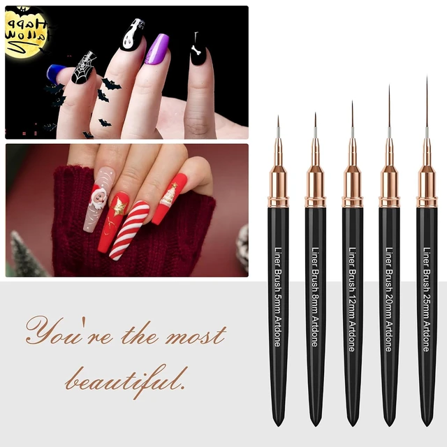 Alt view image 2 of 6 - Artdone Metallic Nail Art Pens, Liner Brushes Set, 5PCS Black Nail Tools