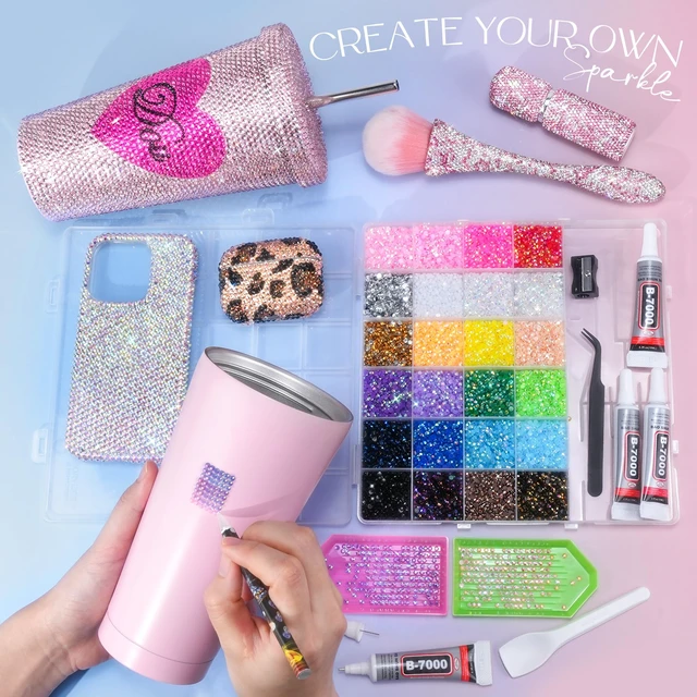 Alt view image 5 of 6 - 35000 Pcs Resin Jelly Rhinestones Kit, Multicolor 3mm Flatback Rhinestones with 4 Pcs B7000 Jewelry Glue & Tools, All-in-One Bedazzling Kit for DIY Arts & Crafts Gifts