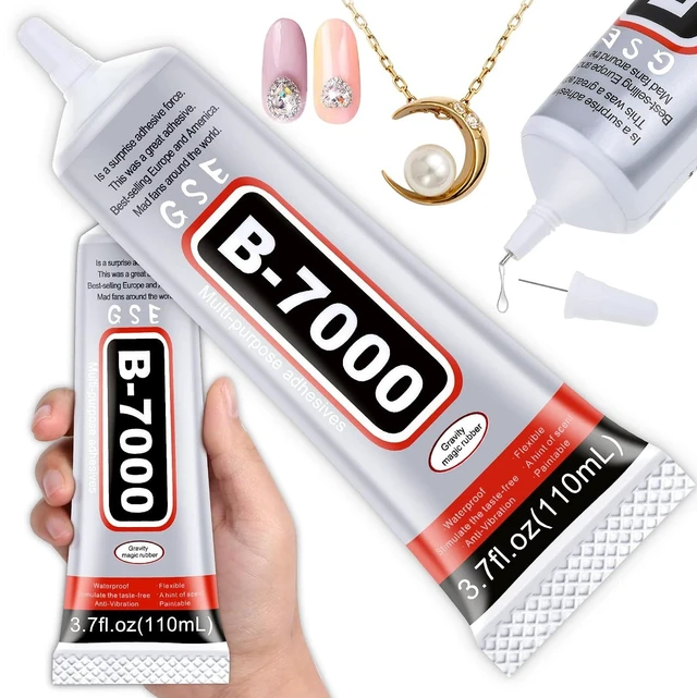 Main image of B7000 Rhinestones Glue for Crafts, 110ML Glue of Diamond Jewelry 3.7fl.oz Clear B-7000 Super Jewelry Glue Transparent Industrial Adhesive for Fabric Phone Repair Jewelery Making Crystal Gem