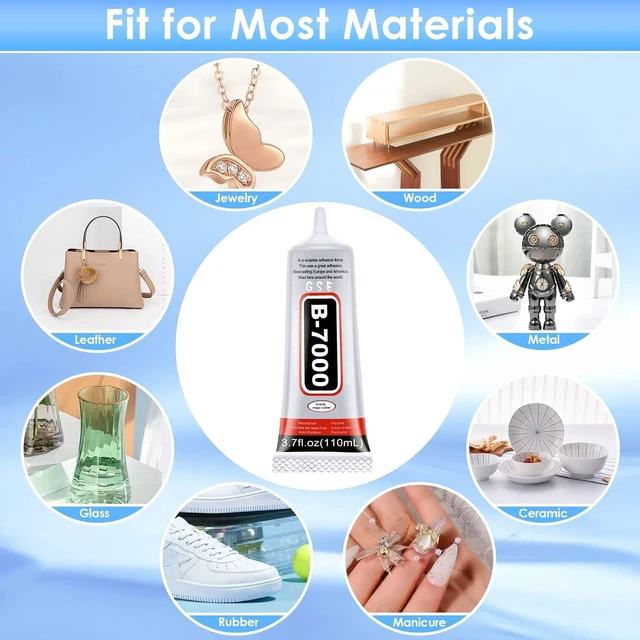 Alt view image 2 of 6 - B7000 Rhinestones Glue for Crafts, 110ML Glue of Diamond Jewelry 3.7fl.oz Clear B-7000 Super Jewelry Glue Transparent Industrial Adhesive for Fabric Phone Repair Jewelery Making Crystal Gem