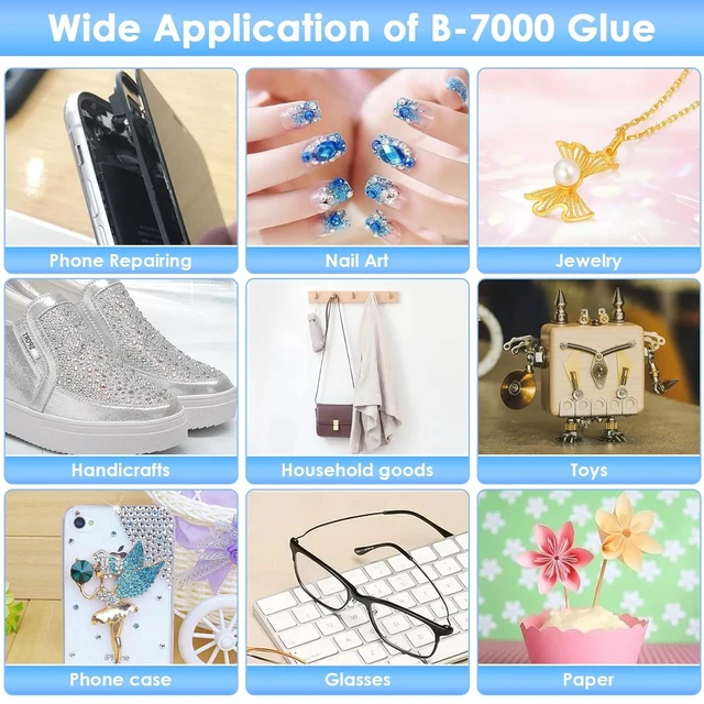 Alt view image 4 of 6 - B7000 Rhinestones Glue for Crafts, 110ML Glue of Diamond Jewelry 3.7fl.oz Clear B-7000 Super Jewelry Glue Transparent Industrial Adhesive for Fabric Phone Repair Jewelery Making Crystal Gem
