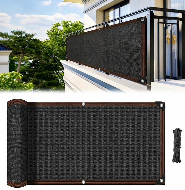 Main image of RAINFLOW Balcony Privacy Screen - Patio Privacy Screen 3x10 FT Black Mesh