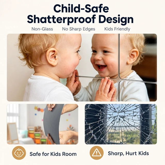 Alt view image 5 of 6 - Mirror Stickers for Walls 4 Packs Self Adhesive Stick on Mirrors Tiles