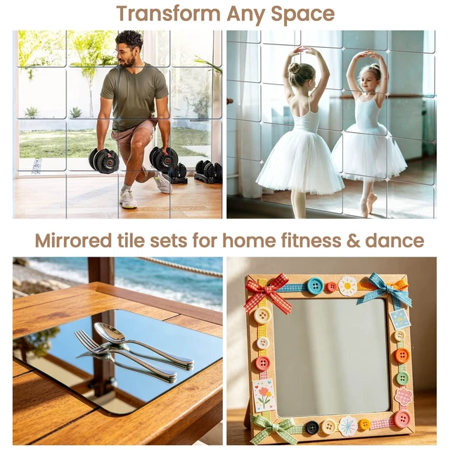 Alt view image 4 of 6 - Mirror Stickers for Walls 4 Packs Self Adhesive Stick on Mirrors Tiles