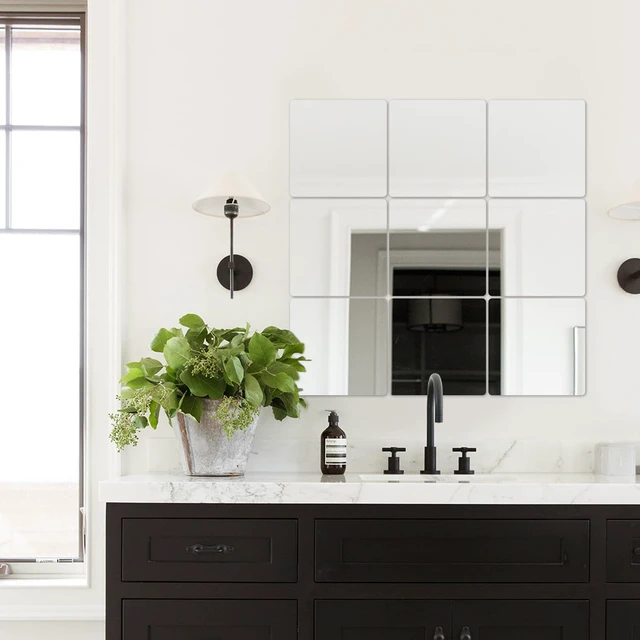 Alt view image 2 of 7 - 4 Packs Peel and Stick Mirrors for Wall, Self Adhesive Acrylic Mirror Tiles
