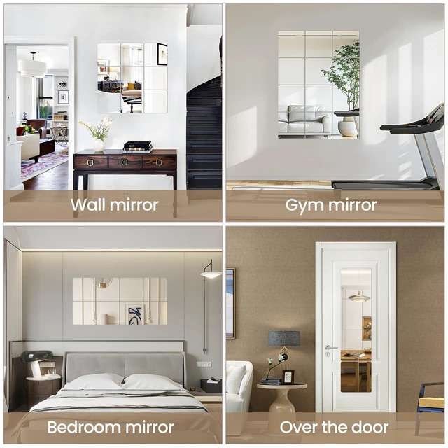 Alt view image 5 of 7 - 4 Packs Peel and Stick Mirrors for Wall, Self Adhesive Acrylic Mirror Tiles