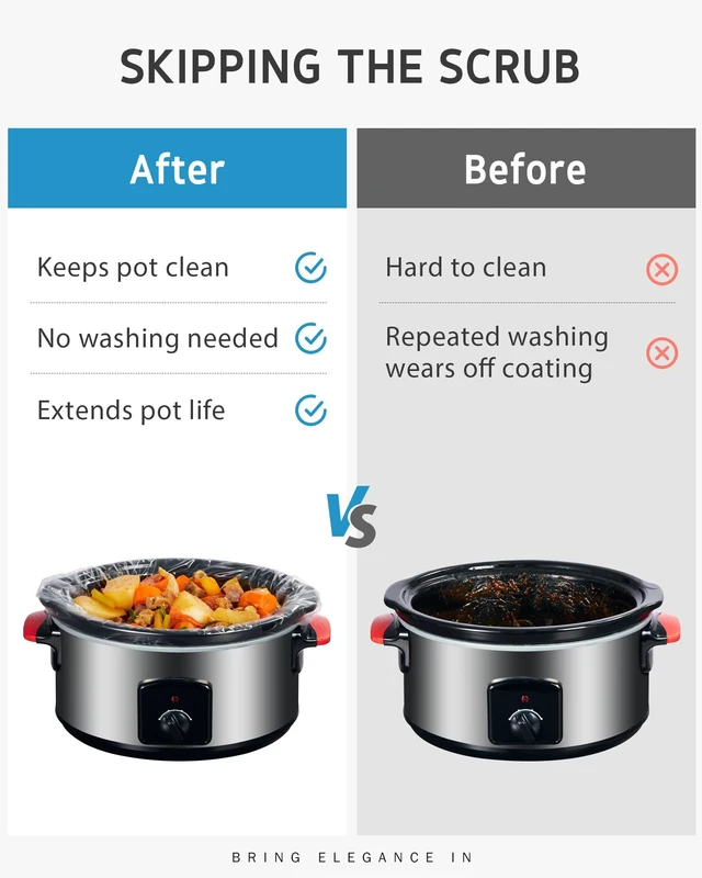 Alt view image 2 of 6 - Syntus Slow Cooker Liner, 20 Pcs 13"x 21" Large Size Fit 3-8 QT Pots