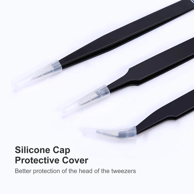 Alt view image 4 of 7 - kaverme 3PCS Precision Tweezers Set, Upgraded Anti-Static Stainless Steel