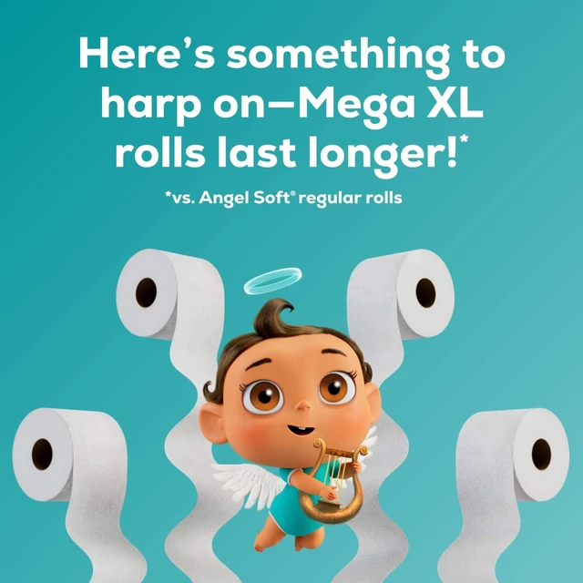 Alt view image 6 of 6 - Angel Soft Toilet Paper, 6 Mega XL Rolls = 36 Regular Rolls, Soft and Strong Toilet Tissue
