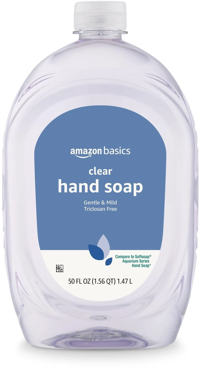 Main image of Amazon Basics Gentle & Mild Clear Liquid Hand Soap Refill, Triclosan-Free, Dermatologist-Tested, pH Balanced, Cruelty-Free, 50 Fluid Ounces, 1-Pack (Previously Solimo)