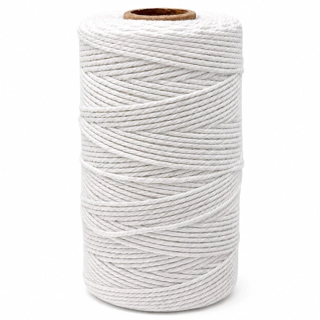 Main image of jijAcraft White String, Butchers Twine, 328 Feet 2mm Cotton Twine Strings for Cooking Crafts Gift Wrapping Turkey Sausage Gardening