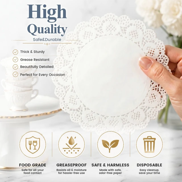 Alt view image 6 of 6 - HAKSEN Paper Doilies, 36 PCS Lace Paper Placemats Assorted Sizes for Cakes