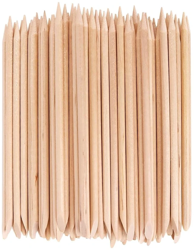 Main image of 100PCS Orange Wood Nail Sticks, 4.5 Inch Wooden Cuticle Pusher and Remover Set, Dual-Headed Manicure Tools for Home and Salon