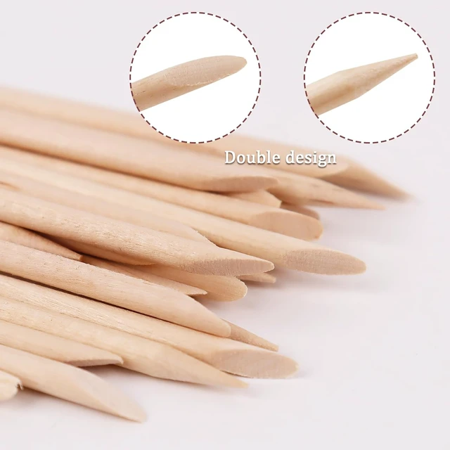 Alt view image 2 of 5 - 100PCS Orange Wood Nail Sticks, 4.5 Inch Wooden Cuticle Pusher and Remover Set, Dual-Headed Manicure Tools for Home and Salon