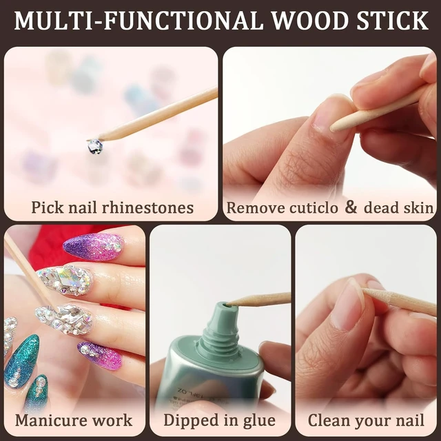Alt view image 3 of 5 - 100PCS Orange Wood Nail Sticks, 4.5 Inch Wooden Cuticle Pusher and Remover Set, Dual-Headed Manicure Tools for Home and Salon