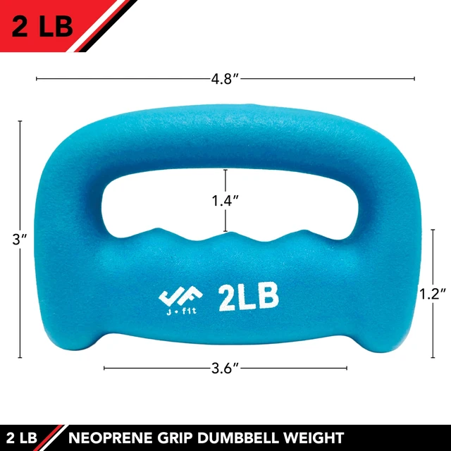 Alt view image 3 of 6 - JFIT Neoprene D Grip Dumbbells - Single Weights 1LB-5LB - Premium Non-Slip, Hand Weights, Ergonomic Design