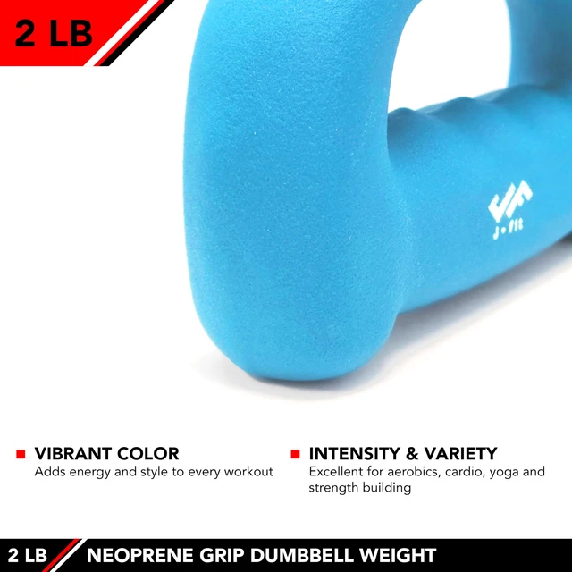 Alt view image 6 of 6 - JFIT Neoprene D Grip Dumbbells - Single Weights 1LB-5LB - Premium Non-Slip, Hand Weights, Ergonomic Design