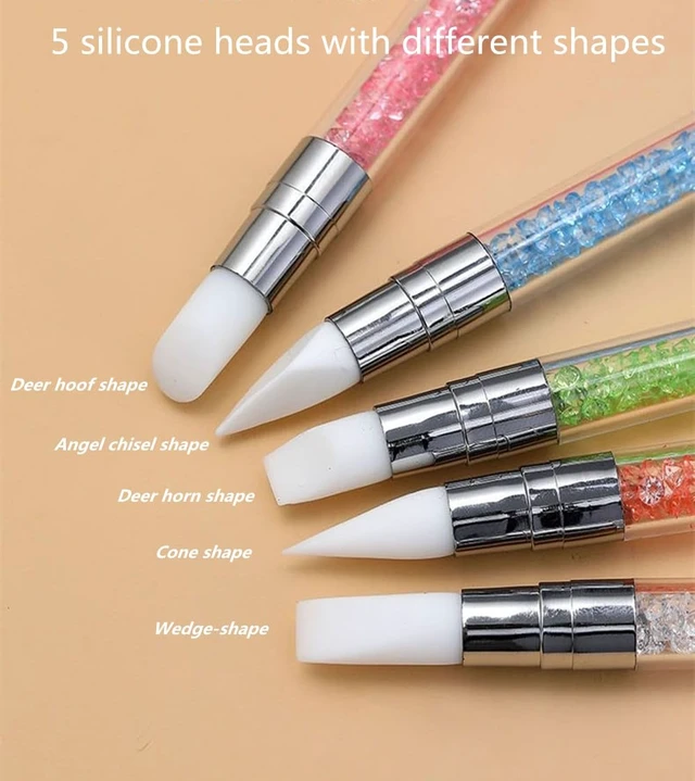 Alt view image 4 of 4 - FULINJOY 5pcs Nail Sculpture Pen - Dual Tipped Silicone Nail Tools, Acrylic Pen & Brushes for Resin, Design Tools for Foil Carving & Drawing Effects