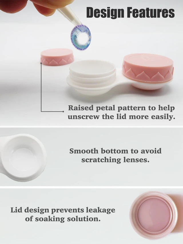 Alt view image 3 of 7 - Vastsoon 4 Pack Contact Lens Case, Contact Solution Soaking Case Replacement Kit for Travel, Daily Use (Pink)