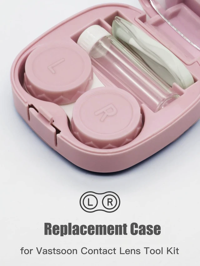 Alt view image 2 of 7 - Vastsoon 4 Pack Contact Lens Case, Contact Solution Soaking Case Replacement Kit for Travel, Daily Use (Pink)