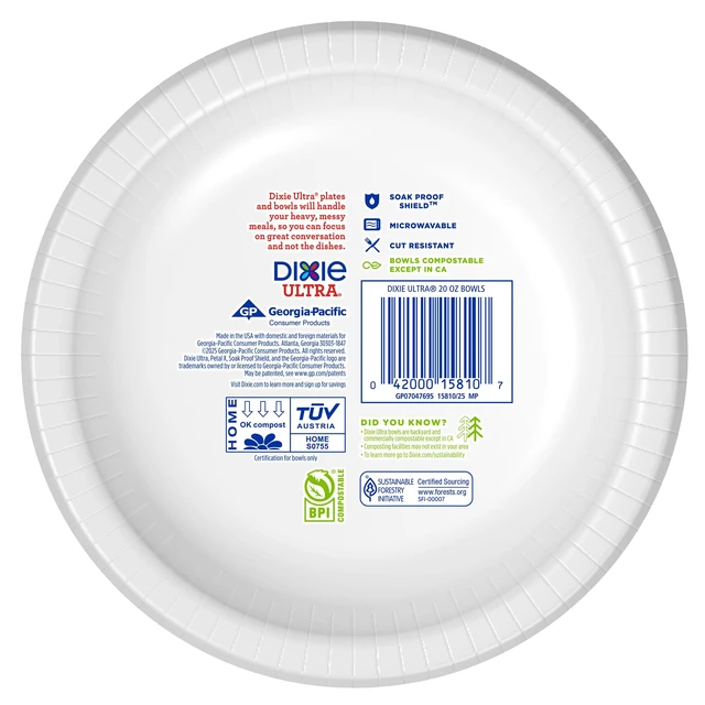 Alt view image 5 of 6 - Dixie Ultra Large Paper Bowls 20 Oz, Disposable Bowls, 56 Count