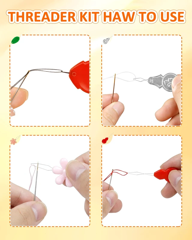 Alt view image 4 of 4 - FIVEIZERO Needle Threaders Kit 24 PCS Needle Threader for Hand Sewing,4 Type Simple Needle Threaders for Needles,Needle Threader for Sewing Machine & Embroidery Floss with Clear Storage Box